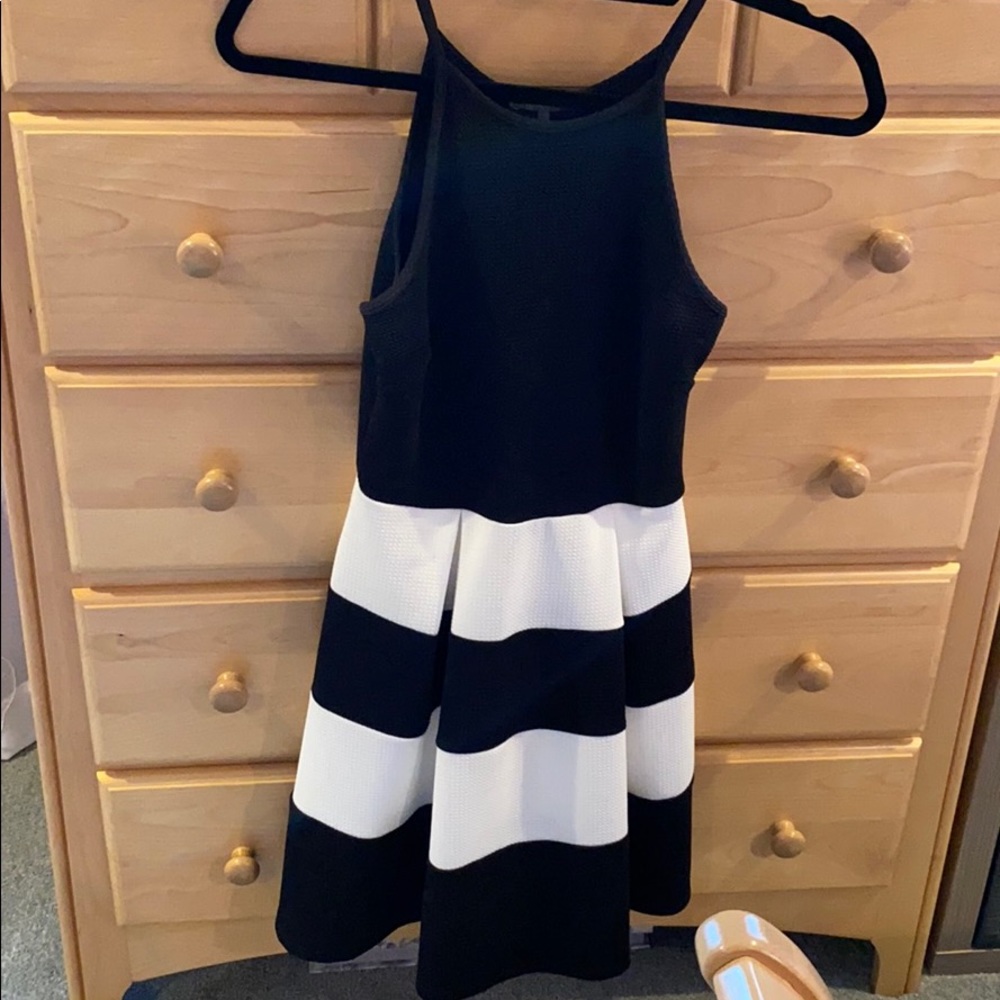Black and white striped dress